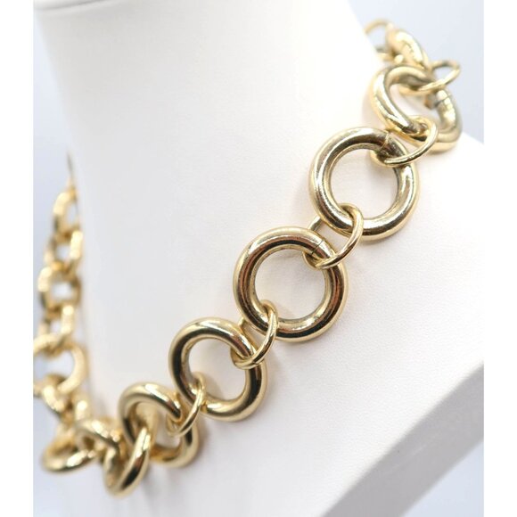 J CREW Chunky Open Link Statement Gold Tone Chain Necklace 18 Inches Preppy - Picture 3 of 6